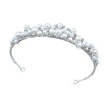 Elegant Pearls Tiaras Headband for Brides with Sparkling