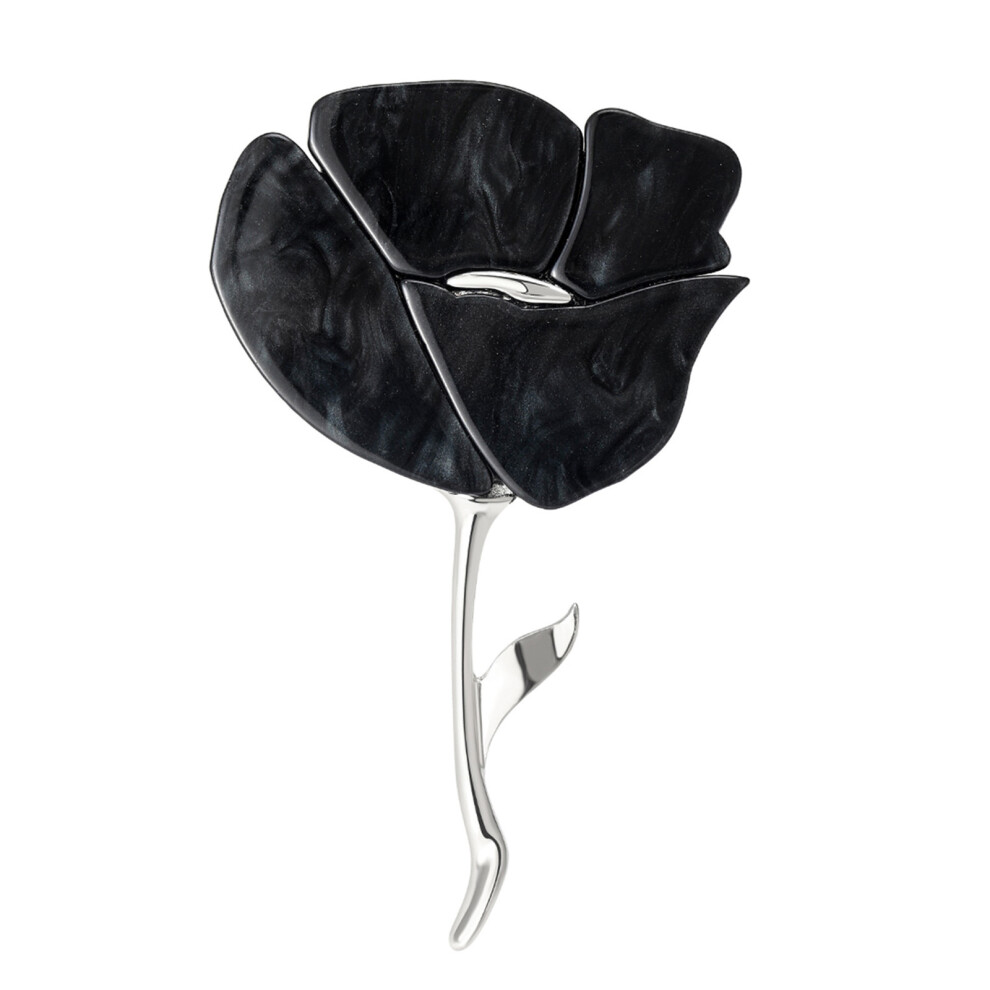 Black Delicate Rose Shaped Safety Clasp Brooch Versatile