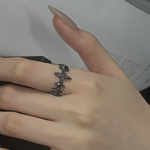 Versatile Star Designs Adjustable Open Rings Crafted from-Black 1