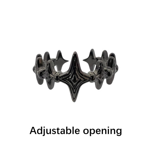 Versatile Star Designs Adjustable Open Rings Crafted from-Black 2