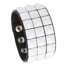 Zachte PU-leren armband met vierkante studs, verstelbare-Wit