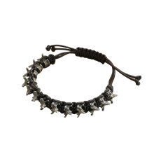 Verstelbare geweven armband met drakenbotdecoratie-Zwart