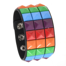 Bracelet en cuir clouté Unique, Style Punk, longueur-couleur