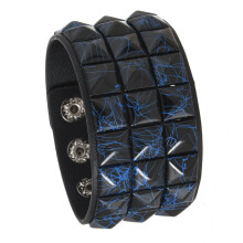 Punk lederen armband met studs, verstelbaar, comfortabel,-Zwart