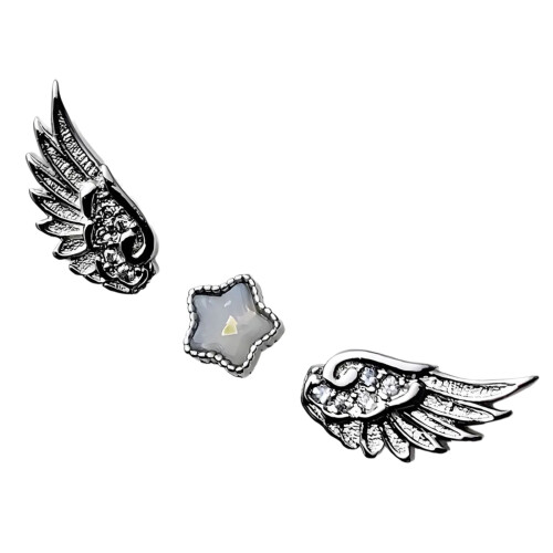 Lightweight Comfortable Star Angel Wing Studs Earrings-White