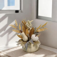 Decoración de calabaza de Halloween blanca para oficina otoñal, estante para bodas