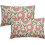 Fodere per cuscini floreali 12x20 pollici, cotone e lino, verde e rosa, 1
