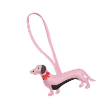 Versatile Dog Themed PU Leather Key Chain With Reinforced-Pink