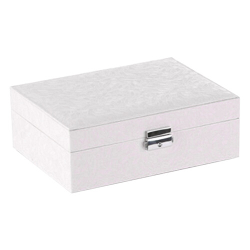2-Layer Leather Jewelry Box with Lock & Removable Tray 1