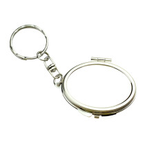 Porte-clés en métal avec mini miroir cosmétique double-Ovale