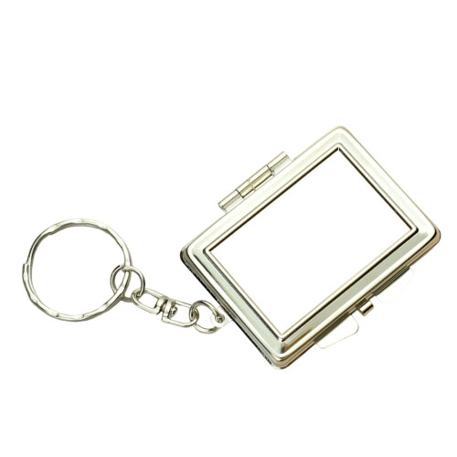 Mini miroir cosmétique double face en métal,-rectangle