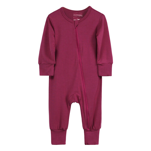 Macacão de algodão para bebê, pijama sem pezinhos, manga comprida e zíper.