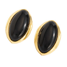 Colorful Resin Oval Ear Accessories Fashion Forward-Black