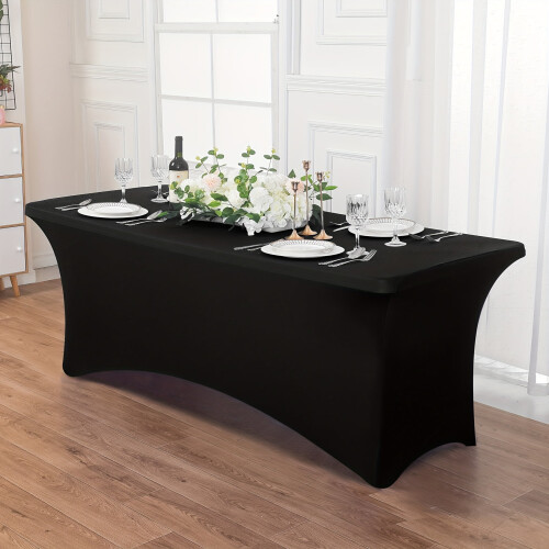 Elegant Stretch Rectangle Tablecloth Polyester-Spandex Blend 1