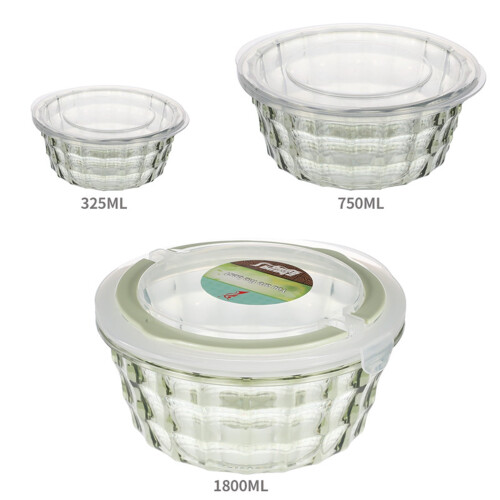 EQWLJWE3Pack Επαναχρησιμοποιήσιμο πλαστικό στρογγυλό κουτί φαγητού, οργανωτής 1
