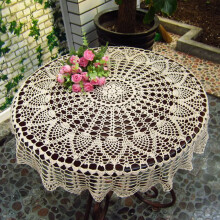 Hand Crochet Cotton Round Tablecloth 70–100 cm