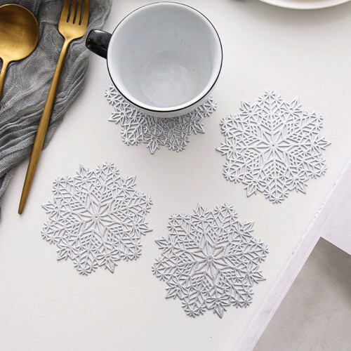 Snowflake Placemat PVC Cup Coaster 10cm 1