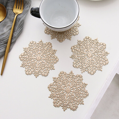 Snowflake Placemat PVC Cup Coaster 10cm 2