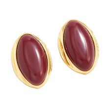 Resin Oval Studs Earrings for Women Geometric Fashion-Red