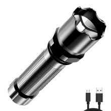 LED-Taktik-Taschenlampe, superhell (12.000.000 lm), wiederaufladbar