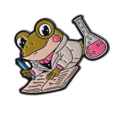 Animal Chemist Theme Brooch Featuring Frogs Microscope-QHXZ4243