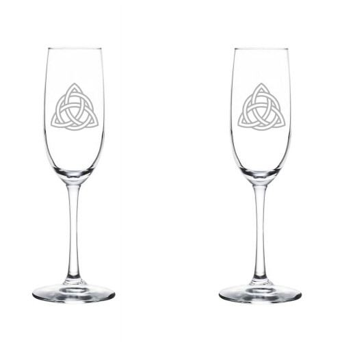 2er-Pack Champagnerflöten mit keltischem Triquetra-Design