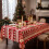 Christmas plastic tablecloth red with white snowflakes 5