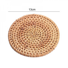 Round Natural Rattan Coasters – 8/10/13/16 cm, 1 pc