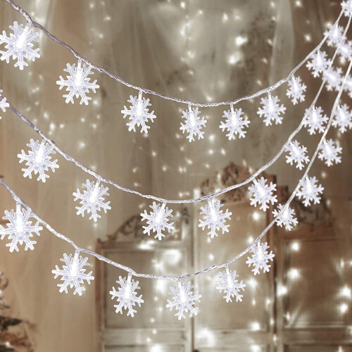40 LED-sneeuwvlokjes als kerstboomversiering