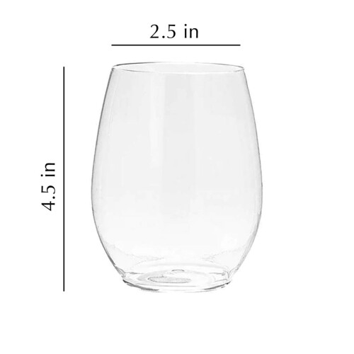 Stemless Clear Plastic Wine Goblets 16 oz Pack of 6 1