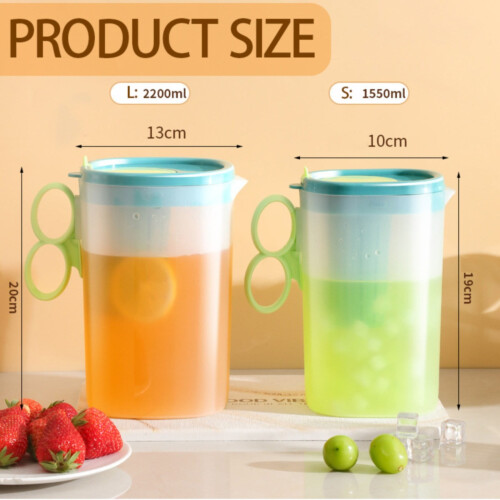 Pichet à eau en plastique Flybaeast avec couvercle à clapet, 2,5 L 2