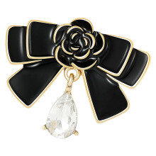 Broche à nœud papillon en strass élégante, pièces de-Couleur or