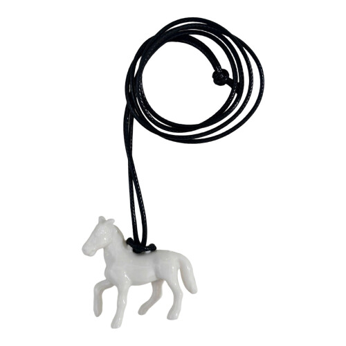 Collier pendentif cheval acrylique léger symbolique,-Blanc