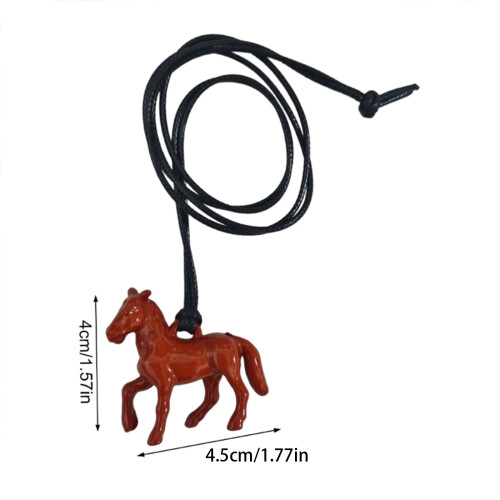 Collier pendentif cheval acrylique léger symbolique,-Blanc 1