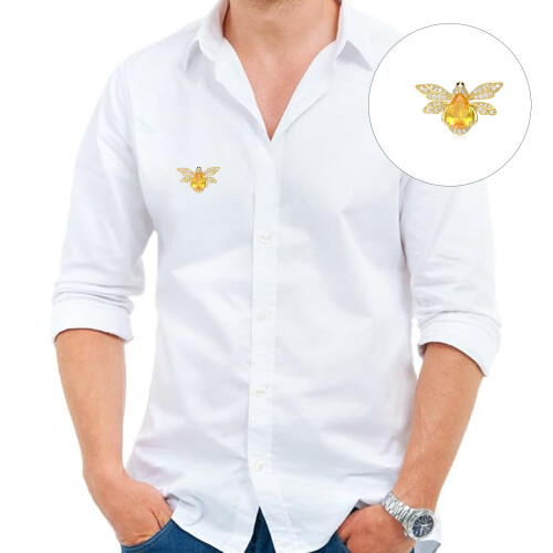Broche en alliage d'abeilles, accessoire avec strass aux-Bleu 1