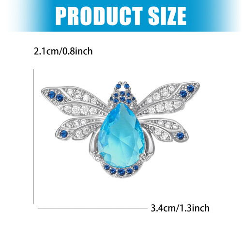 Broche en alliage d'abeilles, accessoire avec strass aux-Bleu 2