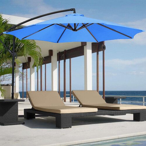 Blauer Terrassenschirm, 2,0 m, 6-Rippen 1