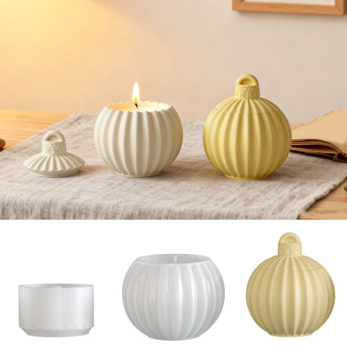 Striped Bell Shape Storage Jar Mold for Crafting Unique Candle 1