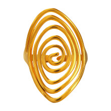Gold Silver Vortex Rotating Open Ring Stainless-Gold-color