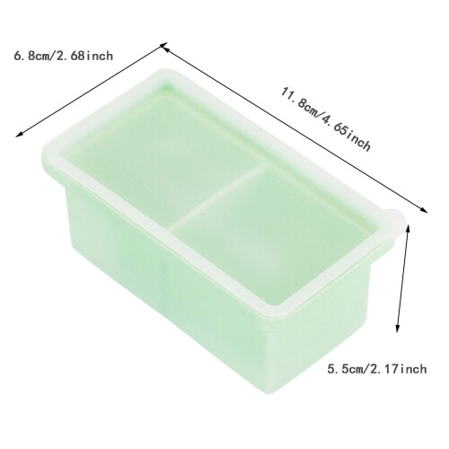 Silicone Ice Cube Mold Tray with Lid 250ml 2-Cup 1