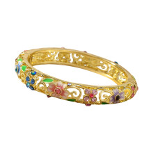 Alloy Enamel Four Leaf Clovers Bracelet with Artistics-color