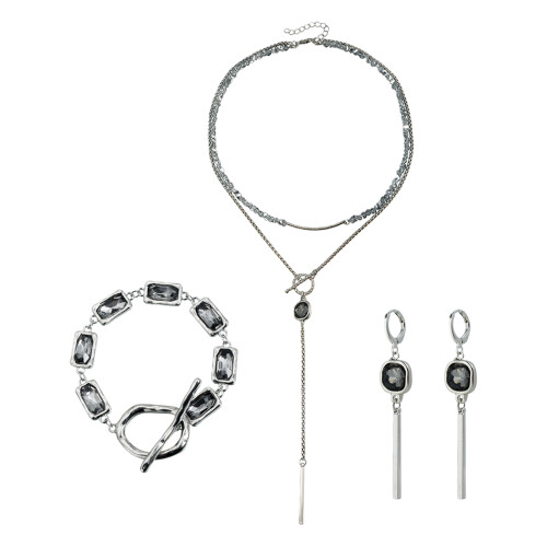 Mysterious Dark Geometric Necklace Set-      earrings 1