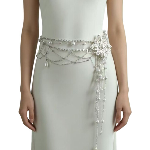 Pearls Beaded Multi Layer Tassels Adjustable Waist Chain Body