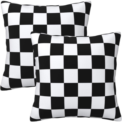 Rutiga örngott 45x45 cm polyester set med 2