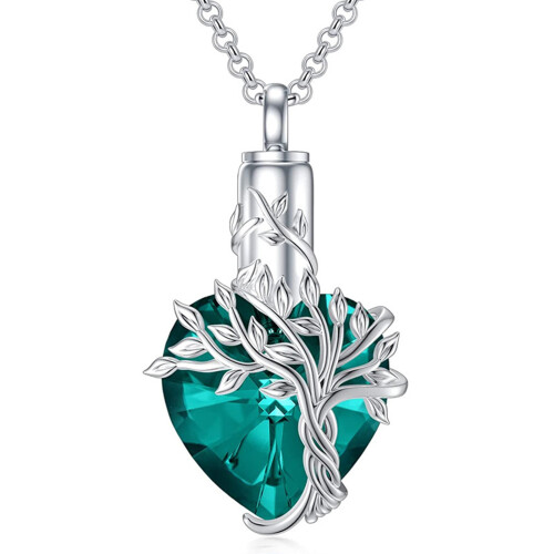 Cremation Keepsake Necklace For Ashes Stainless Steel-emerald