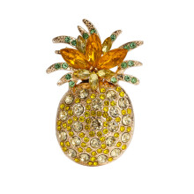 Shining Crystal Pineapple Brooch With Colorful Enamel-yellow