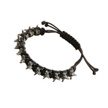 Alternative Look Adjustable Woven Bracelet With Dragon-Black