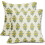 Fodere per cuscini floreali verde salvia e giallo, 18x18 cm, set da 2 1