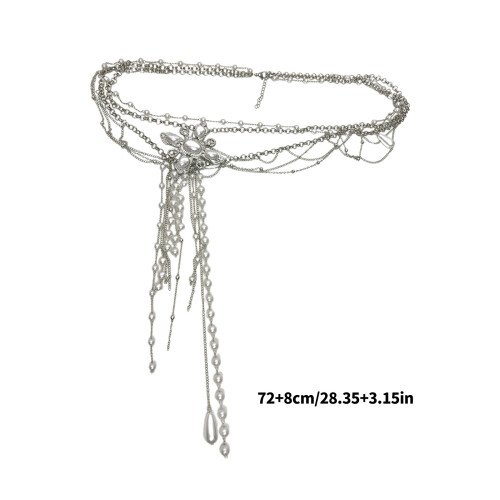 Pearls Beaded Multi Layer Tassels Adjustable Waist Chain Body 2