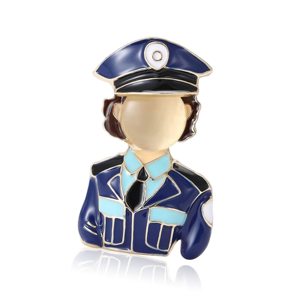 Charming Cartoon Cop Alloy Pin Brooch With Simple Design For
